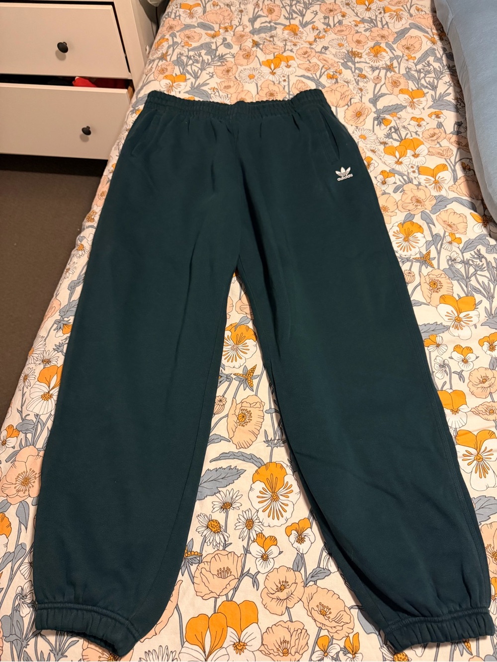 adidas Dark Teal Kids Joggers with Trefoil Logo